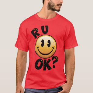 Camiseta ¿Estás Bien Cara Sonriente Vintage Salud Mental