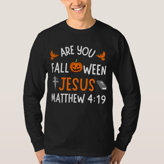 Camiseta ¿Estás Caída-O-Ween Jesús Halloween Cristiano (Anverso)