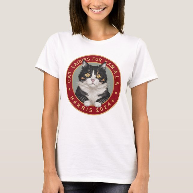 Camiseta Estas damas de gato sin hijos de Kamala (Anverso)