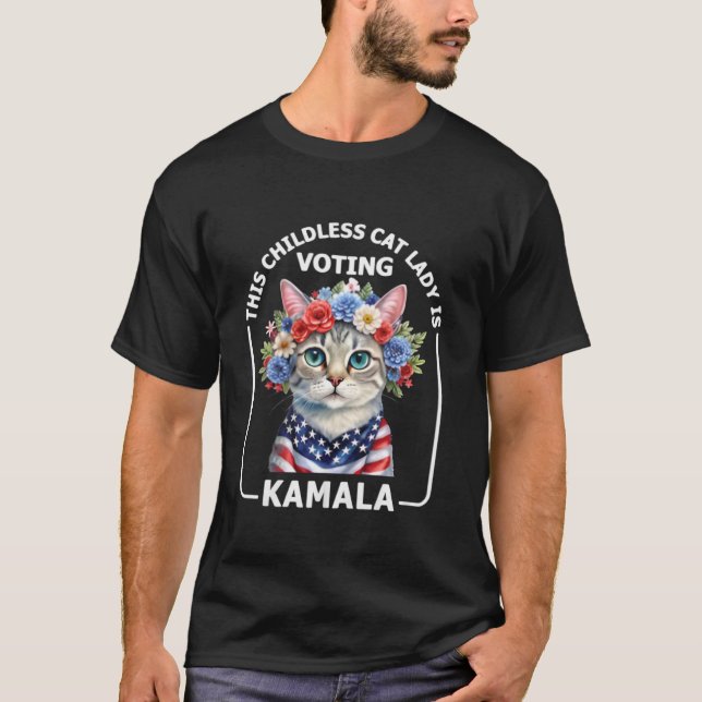 Camiseta Estas damas de gato sin hijos votan por Kamala El (Anverso)