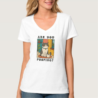 Camiseta ¿Estás Defecando Señal de Baño de Gato Gruñón Dive