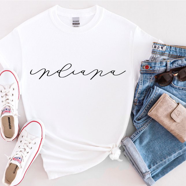 Camiseta estatal femenina de Indiana Script (Subido por el creador)
