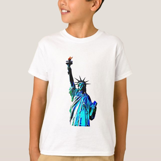 Camiseta Estatua azul de la Dama de la Libertad (Anverso)