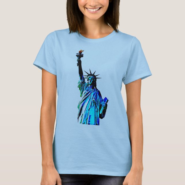 Camiseta Estatua azul de la Dama de la Libertad (Anverso)