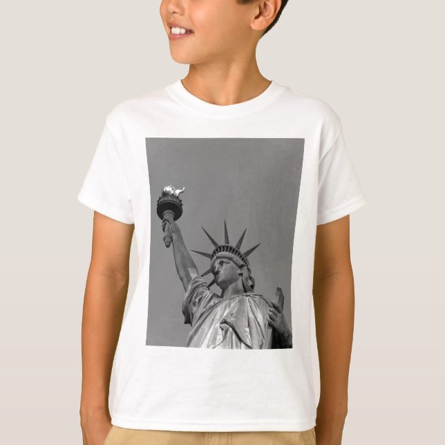 Camiseta Estatua blanca y negra de la libertad de Nueva Yor (Anverso)