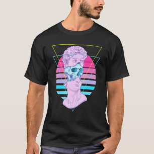 Camiseta Estatua David Bust Glitch Skull Pegado de vaporwav