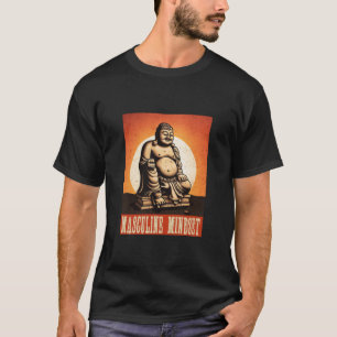 Camiseta estatua de buddha mentalidad masculina estilo retr