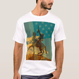 Camiseta Estatua de Buffalo Bill Cody, bandera de Wyoming y