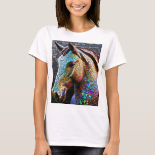 Camiseta Estatua de Cabeza de Caballo Mosaico 3-d