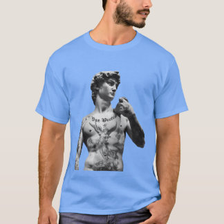 Camiseta Estatua de David cubierta con tatuajes chica con c