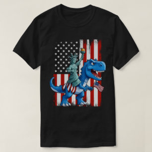 Camiseta Estatua De Dinosaurios Libertad 4 De Julio Bandera