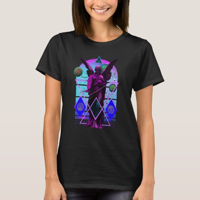 Camiseta Estatua de escultura de ángel de vaporwave Illumin (Anverso)