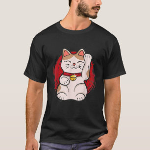 Camiseta Estatua de Gato Afortunado Maneki Neko Saludando E