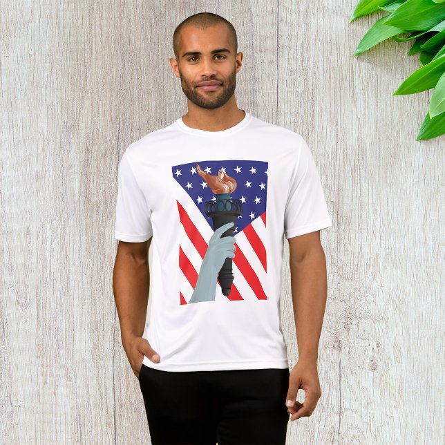 Camiseta Estatua de la Antorcha de la Libertad con bandera  (Subido por el creador)