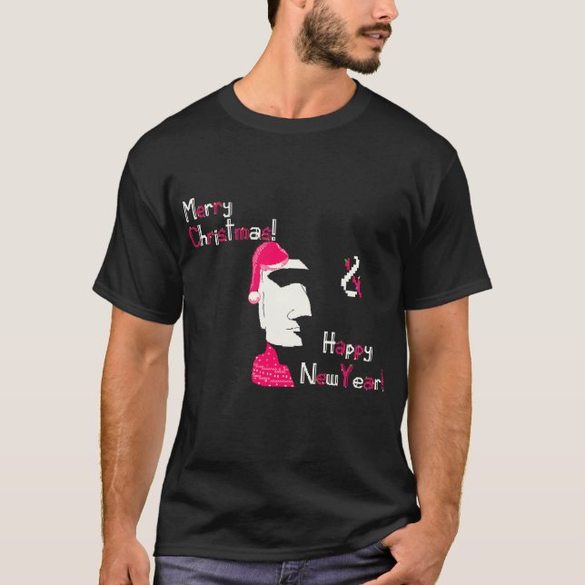 Camiseta Estatua de la isla de Pascua en arte píxel (Anverso)