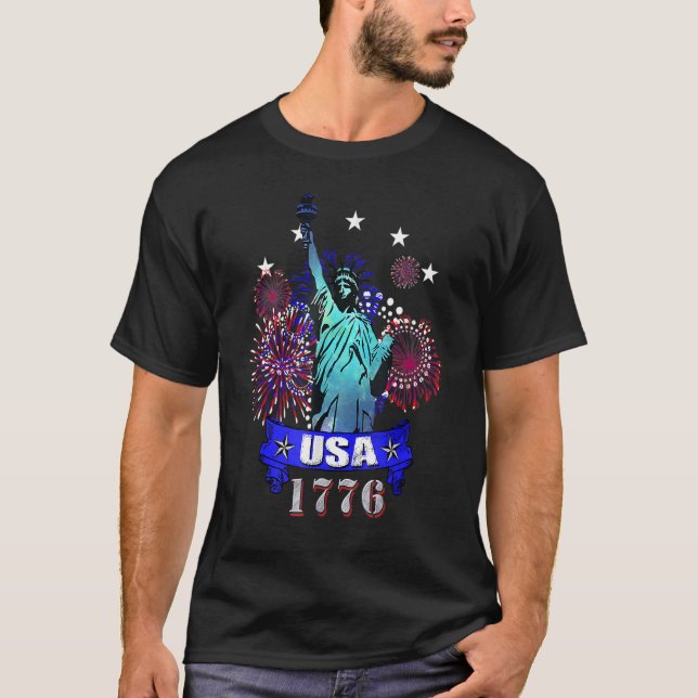 Camiseta Estatua De La Libertad 1776 Estados Unidos Nueva Y (Anverso)