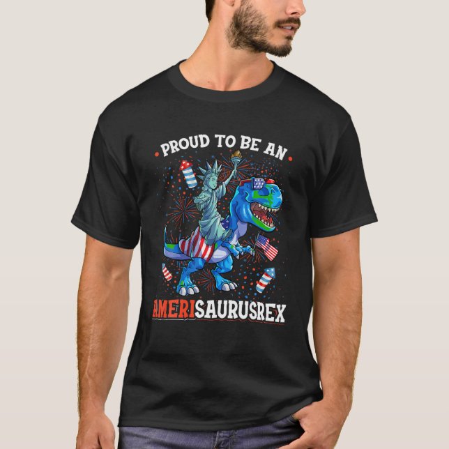 Camiseta Estatua de la Libertad 4 de Julio Niños Dinos Homb (Anverso)