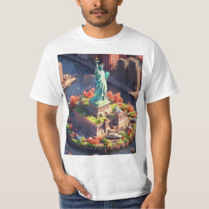Camiseta Estatua de la Libertad Animada Nyc Manhattan camis