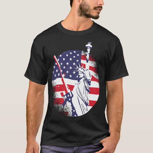 Camiseta Estatua De La Libertad AR 15 Pro Gun Segunda Enmie (Anverso)