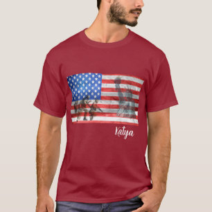 Camiseta Estatua de la Libertad, Bandera Americana y Soldad