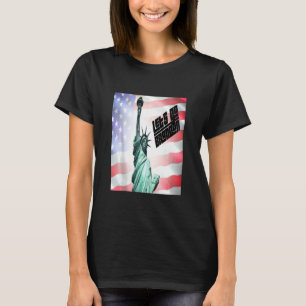 Camiseta Estatua De La Libertad Con Bandera Estadounidense