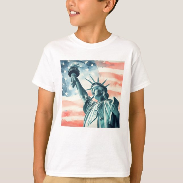 Camiseta Estatua de la Libertad con bandera estadounidense (Anverso)