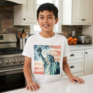 Camiseta Estatua de la Libertad con bandera estadounidense 