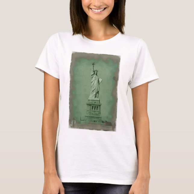 Camiseta Estatua de la Libertad con efecto fotográfico daña (Anverso)