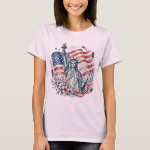 Camiseta Estatua de la Libertad con flores en acuarela Band