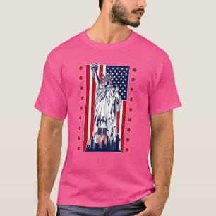 Camiseta Estatua De La Libertad Con La Bandera Estadouniden
