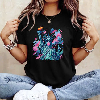 Camiseta Estatua de la Libertad con Pinceladas Soplando Chi
