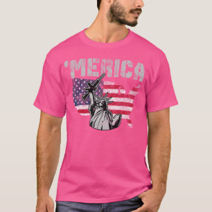 Camiseta Estatua De La Libertad Con Una Pistola Merica Rojo