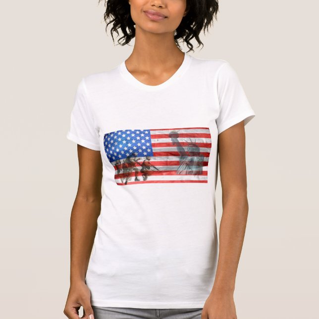 Camiseta Estatua de la Libertad de la Bandera Patriótica Es (Anverso)