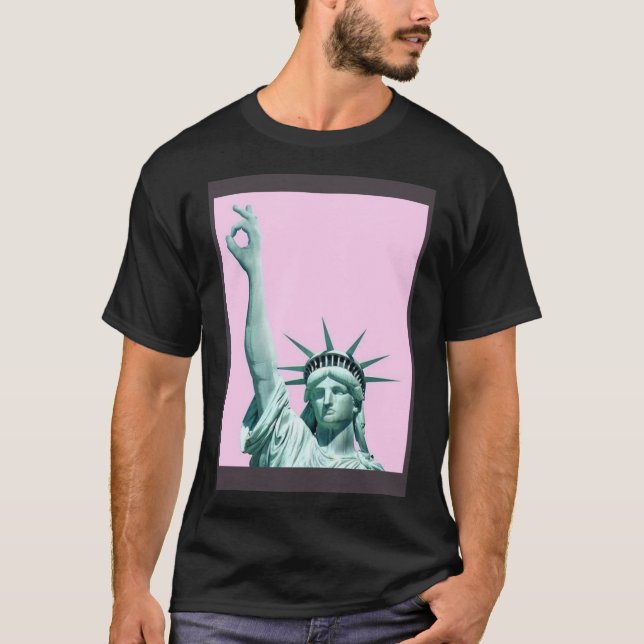 Camiseta Estatua de la Libertad de las Mujeres Rosa de los  (Anverso)