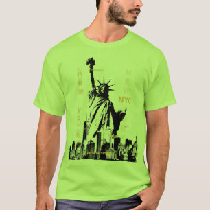 Camiseta Estatua de la Libertad de Manhattan Mens Lime Gree