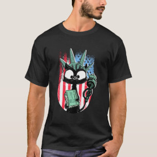 Camiseta Estatua De La Libertad Del Gato 4 De Julio Ca Negr