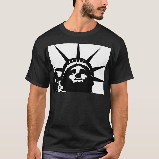 Camiseta Estatua de la Libertad del Pop blanco y negro (Anverso)