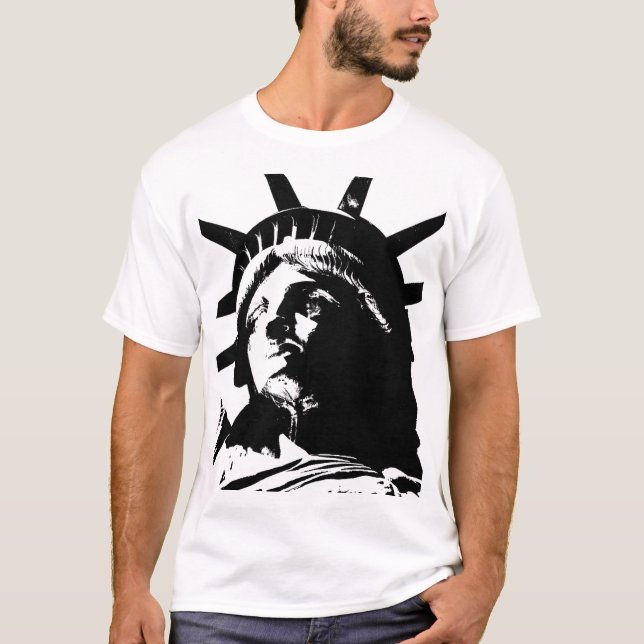 Camiseta Estatua de la Libertad del Pop blanco y negro (Anverso)