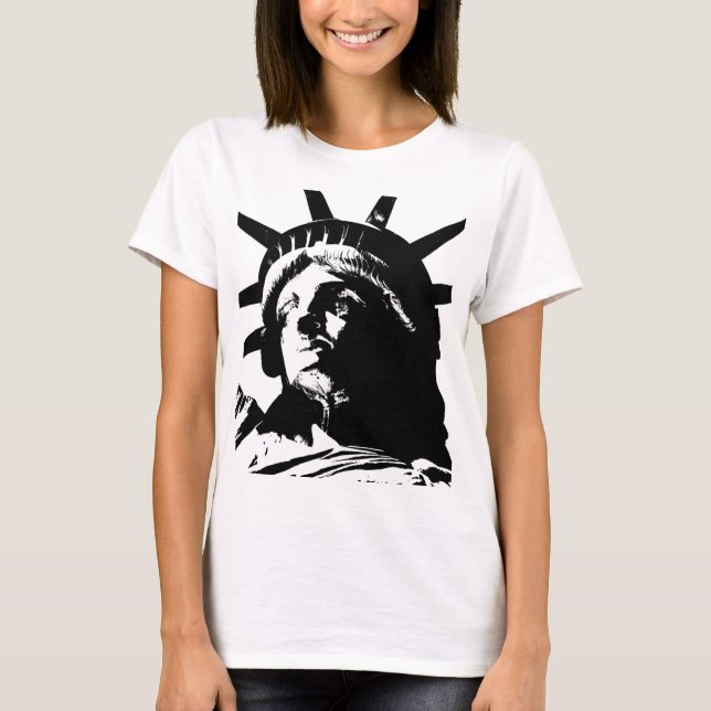 Camiseta Estatua de la Libertad del Pop blanco y negro (Anverso)