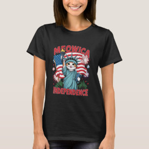 Camiseta Estatua de la Libertad Gato Meowica Día de la Inde