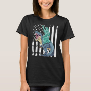 Camiseta Estatua de la Libertad Montando Dinosaurio Patriót