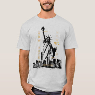 Camiseta Estatua de la Libertad Nueva York Nyc Mens Ash Gra