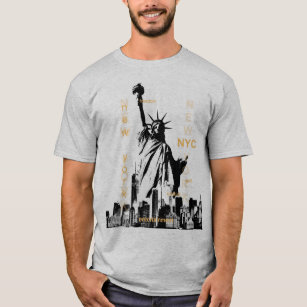 Camiseta Estatua de la Libertad Nyc de Manhattan Mens Gray 