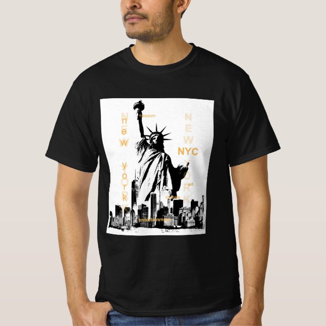 Camiseta Estatua De La Libertad Nyc New York Manhattan Mens (Anverso)