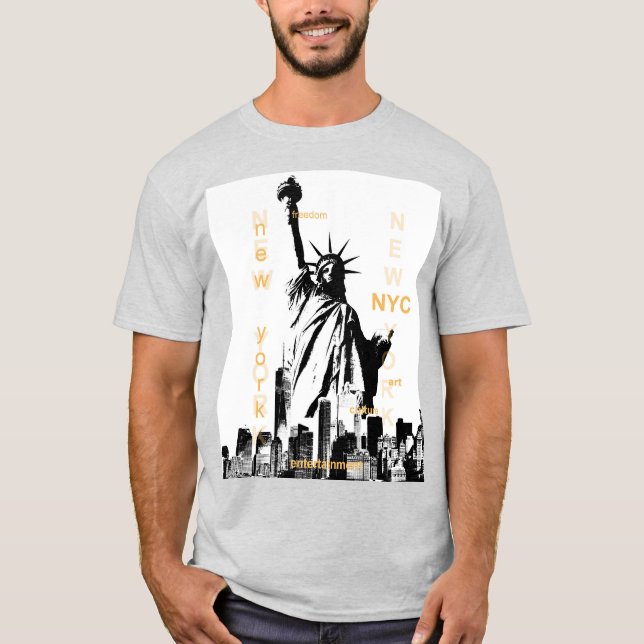 Camiseta Estatua de la Libertad Nyc New York Mens Ash Gray  (Anverso)