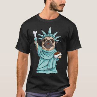 Camiseta Estatua de la Libertad Pug para hombres mujeres ni