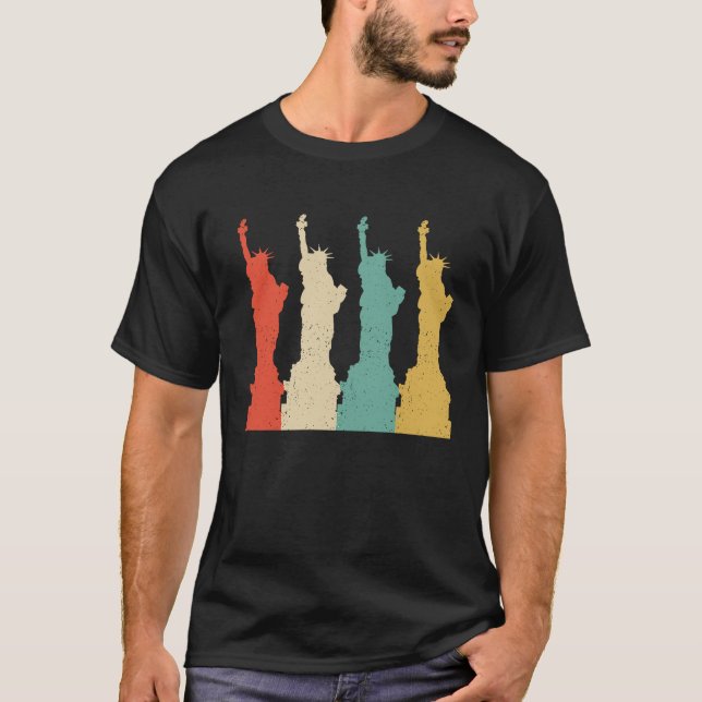 Camiseta Estatua de la Libertad Vieja Retro Nueva York NY T (Anverso)