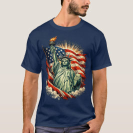 Camiseta Estatua de la Libertad y Arte Patriótico de la Ban