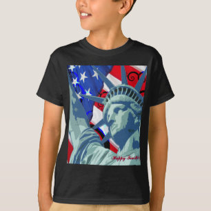 Camiseta Estatua de la Libertad y Bandera Patriótica Ameri