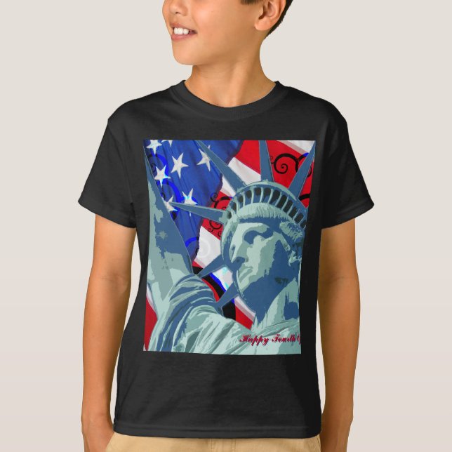 Camiseta Estatua de la Libertad y Bandera Patriótica Americ (Anverso)